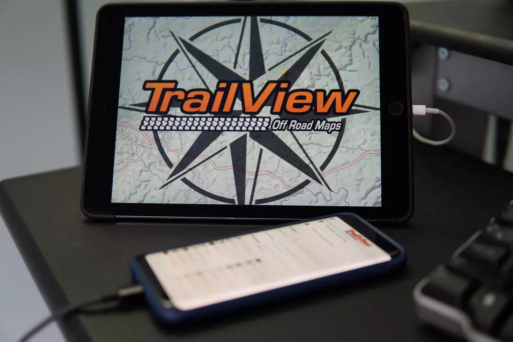 TrailView app splash page on a tablet